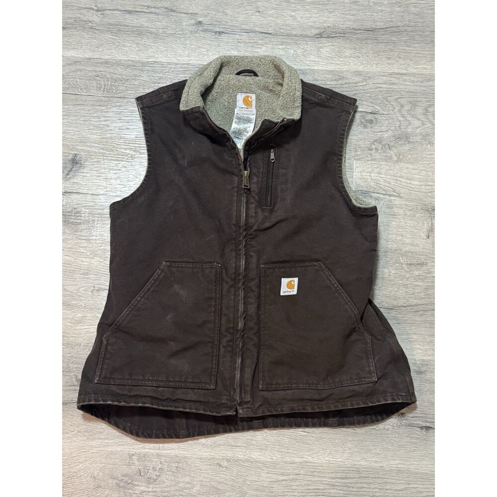 Vintage Carhartt For Women Sherpa Lined Vest M Brown Duck Canvas